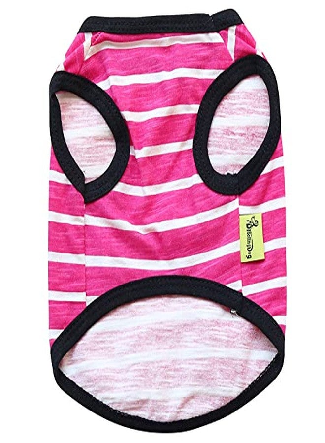 PETANGEL Drooling Stripes Print T-Shirt for Small Dogs | Breathable Cotton Sleeveless Shirt for Shih Tzu, Maltese, Yorkie, Toy Poodle etc. (Size: L, Chest :45cm, Neck Girth 32cm, Back Length 34cm) - Image 2